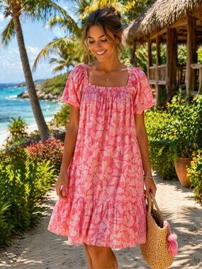 GAP Pink Floral Square-Neck spring or summer dress